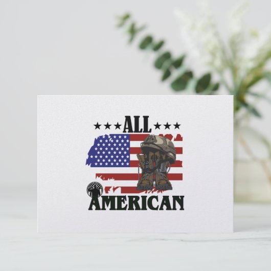 Alle Amerikaanse militaire boeken, 4 juli Bedankkaart (Staand voorkant)