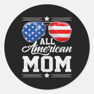 Alle Amerikaanse moeder 4 juli Moederdag Zonnebril Ronde Sticker