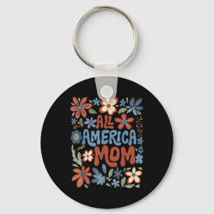 Alle Amerikaanse moeder 4 juli USA Bloemen Moeders Sleutelhanger