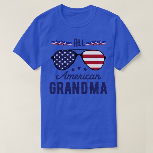 Alle Amerikaanse oma op 4 juli zonnebrillen T-shirt (Design voorkant)
