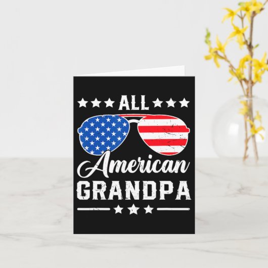 Alle Amerikaanse opa 4th of July Patriottische USA Kaart (Gele Bloem)