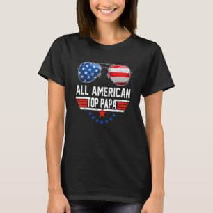 Alle Amerikaanse Papa Zonnebril US vlag 4th of Jul T-shirt