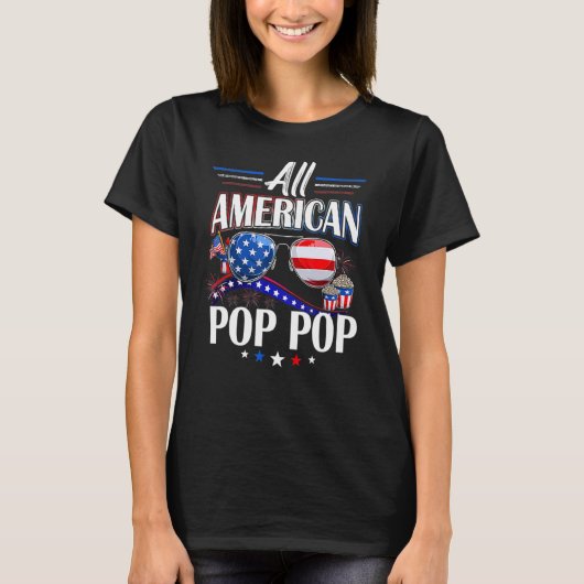 Alle Amerikaanse Pop Pop 4 juli Vaderdag Mannen T-shirt (Voorkant)
