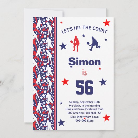 ⭐ 💪 Alle Amerikaanse sterren Pickleball B'day + R Kaart (Voorkant)