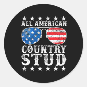 Alle Amerikaanse Stud Boy Country 4 juli Vlag van Ronde Sticker