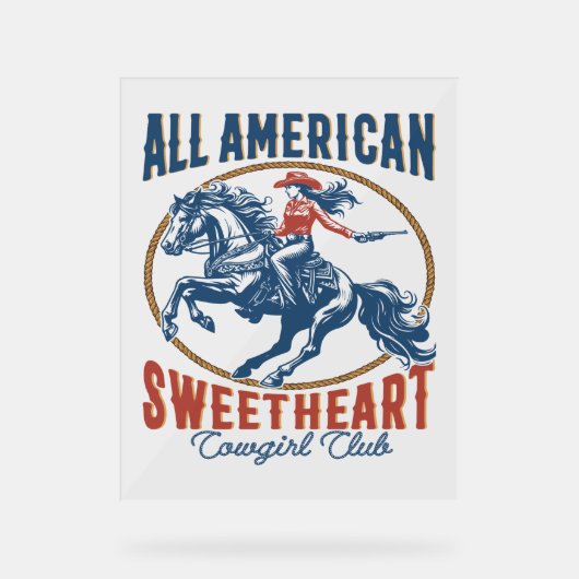 Alle Amerikaanse Sweetheart Cowgirl Acryl Bord (Voorkant)