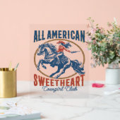 Alle Amerikaanse Sweetheart Cowgirl Acryl Bord (Huwelijk)