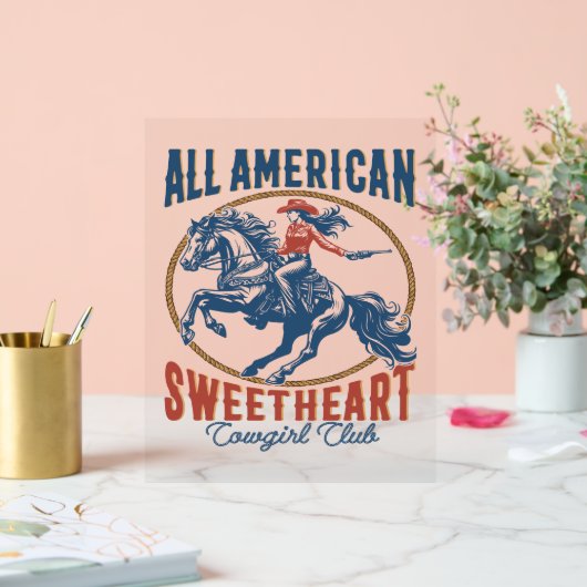 Alle Amerikaanse Sweetheart Cowgirl Acryl Bord (Huwelijk)