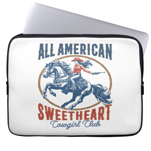 Alle Amerikaanse Sweetheart Cowgirl Laptop Sleeve (Voorkant)