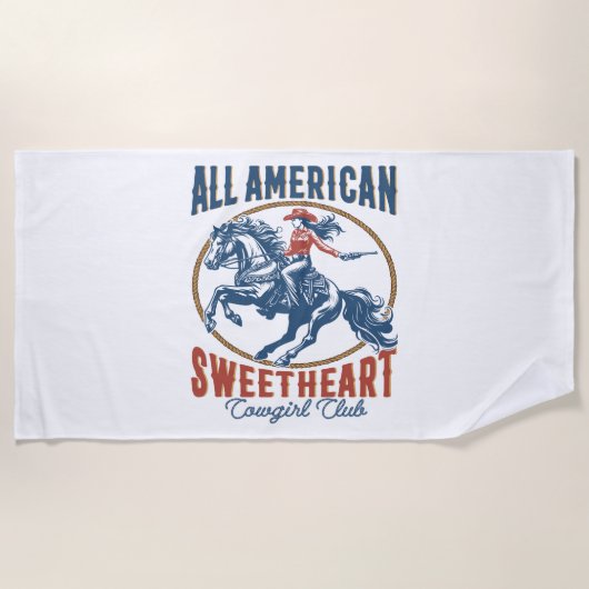 Alle Amerikaanse Sweetheart Cowgirl Strandlaken (Voorkant)