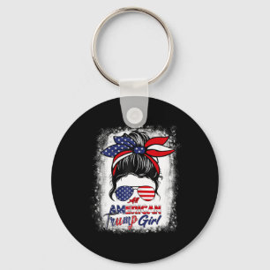 Alle Amerikaanse Trump Girl 4 juli Messy Bun Pro Sleutelhanger