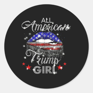 Alle Amerikaanse Trump Girl Mouth Diamond Ronde Sticker
