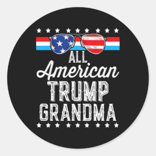 Alle Amerikaanse Trump Oma Amerikaanse Vlag Zonneb Ronde Sticker