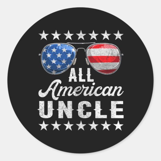 Alle Amerikaanse Uncle Shirt Ronde Sticker (Voorkant)