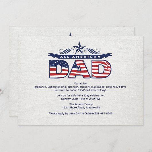 Alle Amerikaanse Vaderdag Uitnodiging (Voorkant / Achterkant)