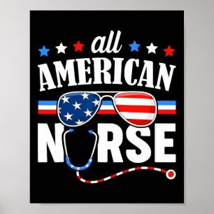 Alle Amerikaanse verpleegsters op 4 juli patriotti Poster