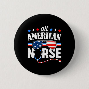 Alle Amerikaanse verpleegsters op 4 juli patriotti Ronde Button 5,7 Cm