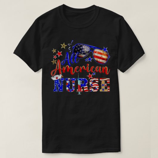 Alle Amerikaanse verpleegsters op 4 juli Patriotti T-shirt (Design voorkant)
