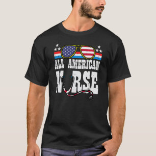 Alle Amerikaanse verpleegsters vierde 4 juli Scrub T-shirt