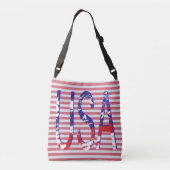 Alle Amerikaanse Vlag Logo Gestreept Crossbody Tas (Achterkant)