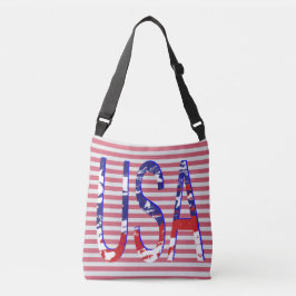 Alle Amerikaanse Vlag Logo Gestreept Crossbody Tas
