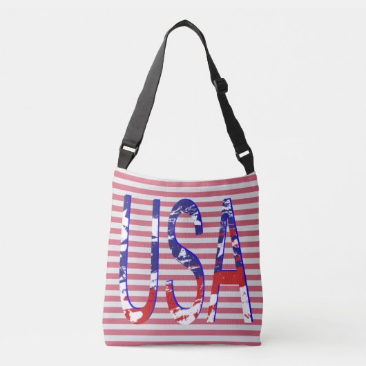 Alle Amerikaanse Vlag Logo Gestreept Crossbody Tas (Voorkant)