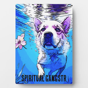 Alle Amerikaanse zwemmen Hond met bloemen Fotoplaat