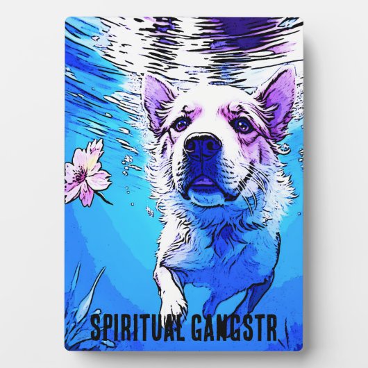 Alle Amerikaanse zwemmen Hond met bloemen Fotoplaat (voorkant)