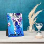 Alle Amerikaanse zwemmen Hond met bloemen Fotoplaat (Zijkant)