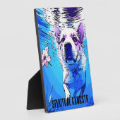 Alle Amerikaanse zwemmen Hond met bloemen Fotoplaat (Zijkant)