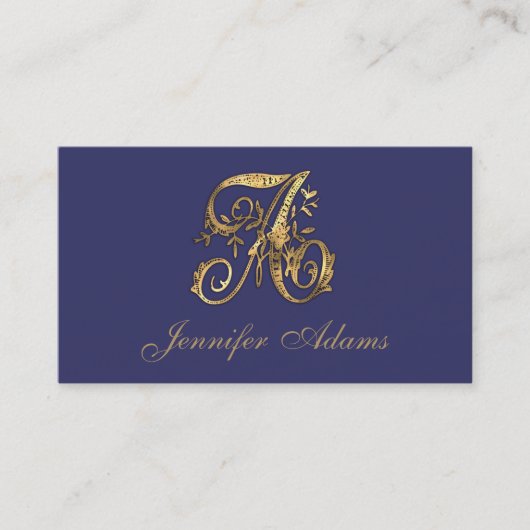 ALLE BEGINLETTERS Elke kleur goud fancy monogram Visitekaartje (Voorkant)