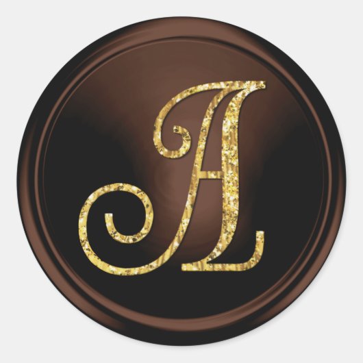 ALLE BEGINLETTERS Goud Monogram 3 Chocolade Ronde Sticker (Voorkant)