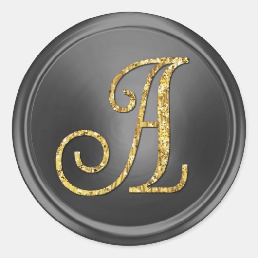 ALLE BEGINLETTERS Goud Monogram 3 Donkergrijs Ronde Sticker (Voorkant)