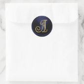ALLE BEGINLETTERS Goud Monogram 3 Marineblauw Ronde Sticker (Tas)