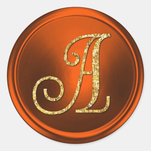ALLE BEGINLETTERS Goud Monogram 3 Pompoen Roest Ronde Sticker (Voorkant)