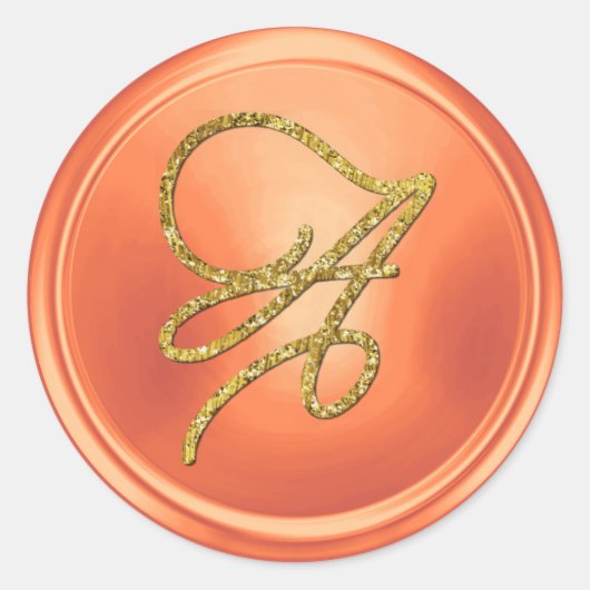 ALLE BEGINLETTERS Goud Schrift Monogram Koper Ronde Sticker (Voorkant)