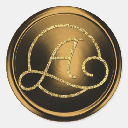 ALLE BEGINLETTERS Gouden Cirkel Monogram Brons Ronde Sticker (Voorkant)
