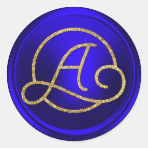 ALLE BEGINLETTERS Gouden Cirkel Monogram Koninklij Ronde Sticker