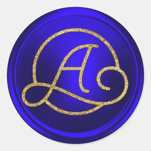 ALLE BEGINLETTERS Gouden Cirkel Monogram Koninklij Ronde Sticker (Voorkant)
