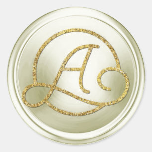 ALLE BEGINLETTERS Gouden Cirkel Monogram Off White Ronde Sticker