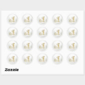 ALLE BEGINLETTERS Gouden Monogram 3 Wit Ronde Sticker (Vel)