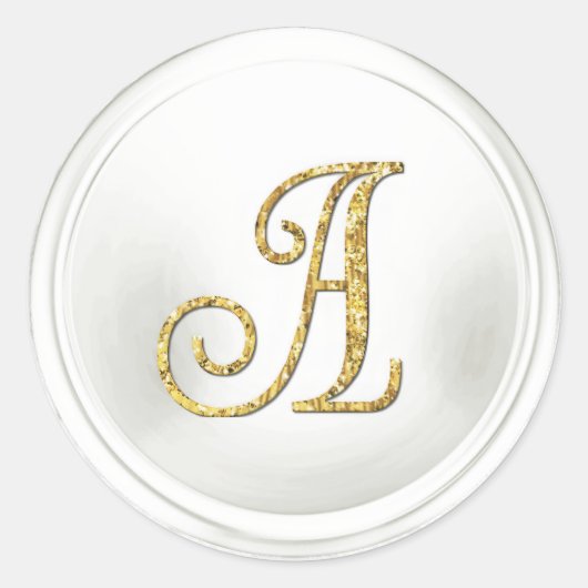 ALLE BEGINLETTERS Gouden Monogram 3 Wit Ronde Sticker (Voorkant)