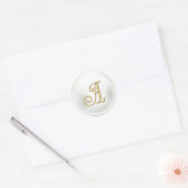ALLE BEGINLETTERS Gouden Monogram 3 Wit Ronde Sticker (Envelop)