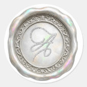 ALLE BEGINLETTERS Gouden Monogram Iridiserend Zilv Ronde Sticker (Voorkant)