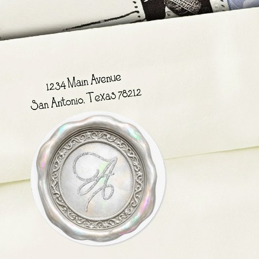ALLE BEGINLETTERS Gouden Monogram Iridiserend Zilv Ronde Sticker