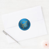 ALLE BEGINLETTERS Gouden Schreef Monogram Blauw Ronde Sticker (Envelop)