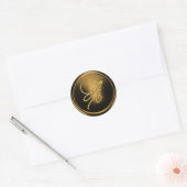 ALLE BEGINLETTERS Gouden Schreef Monogram Brons Ronde Sticker (Envelop)