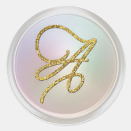 ALLE BEGINLETTERS Gouden Schreef Monogram Parelgri Ronde Sticker