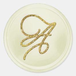 ALLE BEGINLETTERS Gouden Schrift Monogram Off Whit Ronde Sticker
