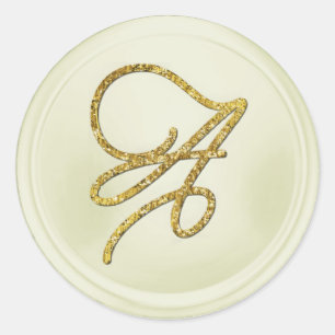 ALLE BEGINLETTERS Gouden Schrift Monogram Off Whit Ronde Sticker